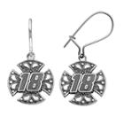 Insignia Collection Nascar Kyle Busch Stainless Steel 18 Maltese Cross Drop Earrings, Women's, Grey
