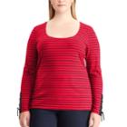 Plus Size Chaps Lace-up Sleeve Scoopneck Tee, Women's, Size: 3xl, Red