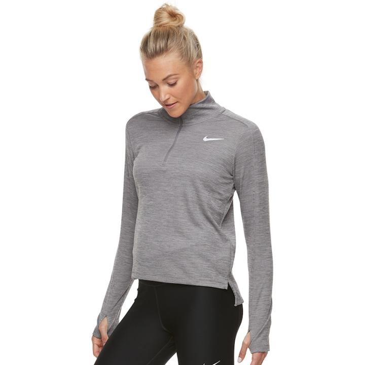 Women's Nike Pacer 1/2-zip Thumb-hole Running Top, Size: Xl, Med Grey