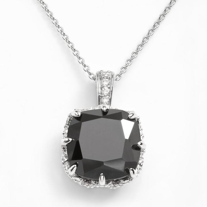 Sophie Miller Sterling Silver Black And White Cubic Zirconia Pendant, Women's, Size: 18