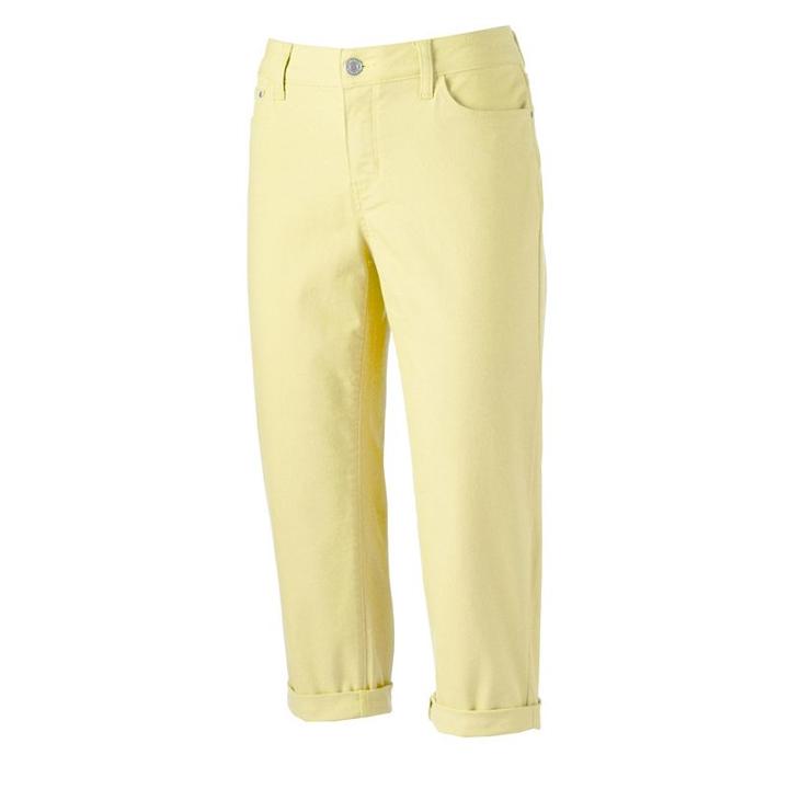Women's Croft & Barrow&reg; Cuffed Capri Jeans, Size: 16, Med Yellow