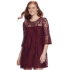 Juniors' Speechless Lace Bell Sleeve Dress, Teens, Size: Xs, Dark Pink