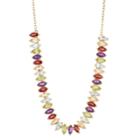 14 Gold Plated Marquise Gemstone Necklace, Women's, Size: 17, Multicolor