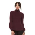 Women's Elle&trade; Turtleneck Peplum Sweater, Size: Xxl, Purple