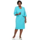 Plus Size Maya Brooke Dress & Jacket Set, Women's, Size: 16 W, Turquoise/blue (turq/aqua)