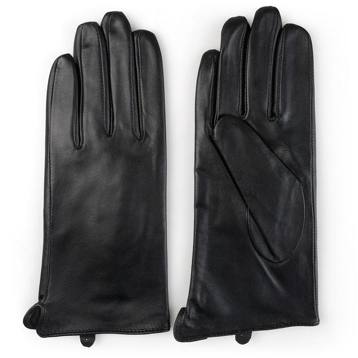 Women's Journee Collection Leather Lined Gloves, Size: Large, Black