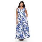 Plus Size Chaya V-neck Floral Maxi Dress, Women's, Size: 14 W, Blue (navy)