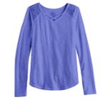 Girls 7-16 So&reg; Lace Shoulder Criss-cross Neck Tee, Size: 7-8, Med Blue