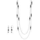 Croft & Barrow&reg; Double Strand Station Necklace & Drop Earring Set, Women's, Multicolor
