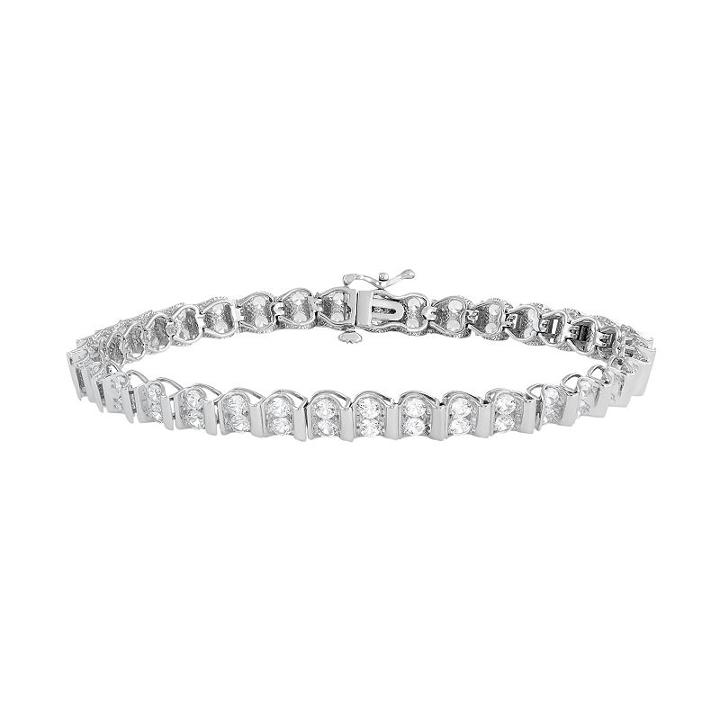 Sterling Silver 2-row Lab-created White Sapphire Bracelet, Women's, Size: 7.25