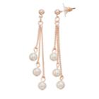 Rose Gold Tone Nickel Free Simulated Pearl Drop Earrings, Women's, Pink