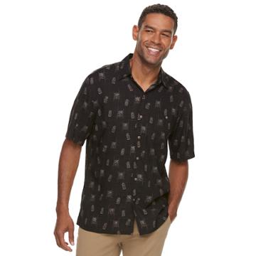 Men's Batik Bay Classic-fit Tropical Button-down Shirt, Size: Medium, Black