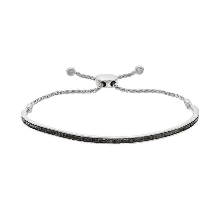Sterling Silver 3/4 Carat T.w. Black Diamond Bolo Bracelet, Women's, White