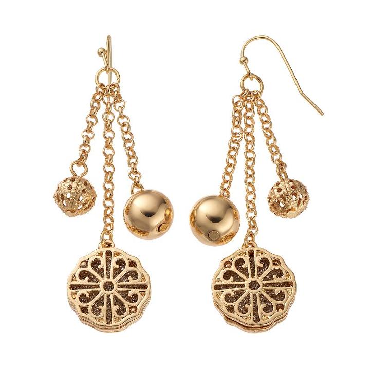 Filigree Medallion & Bead Nickel Free Linear Drop Earrings, Women's, Silver