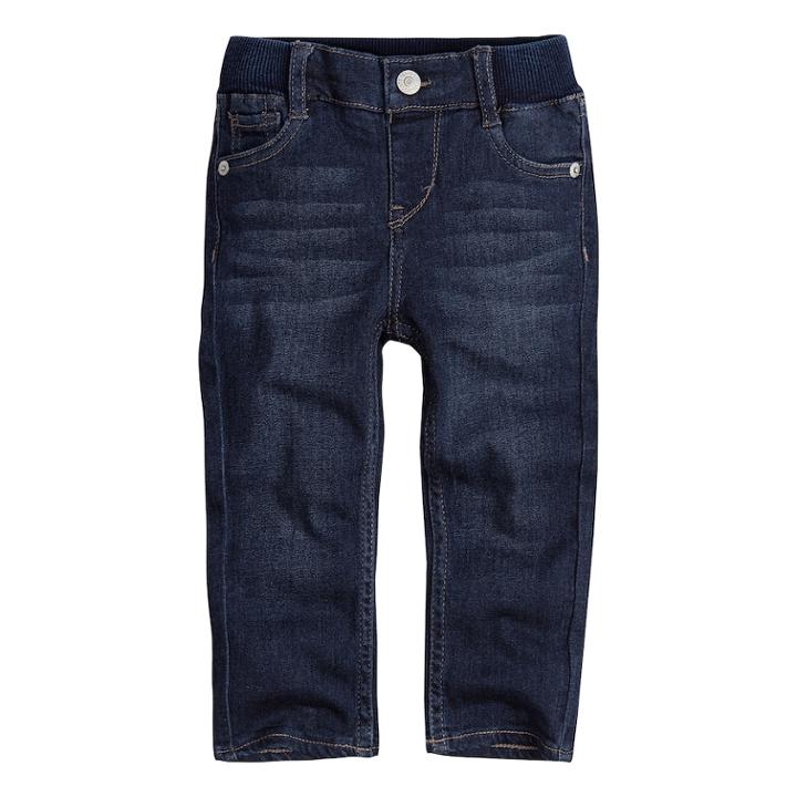 Baby Girl Levi's Ribbed Waistband Dark Wash Skinny Jeans, Size: 12 Months, Dark Blue