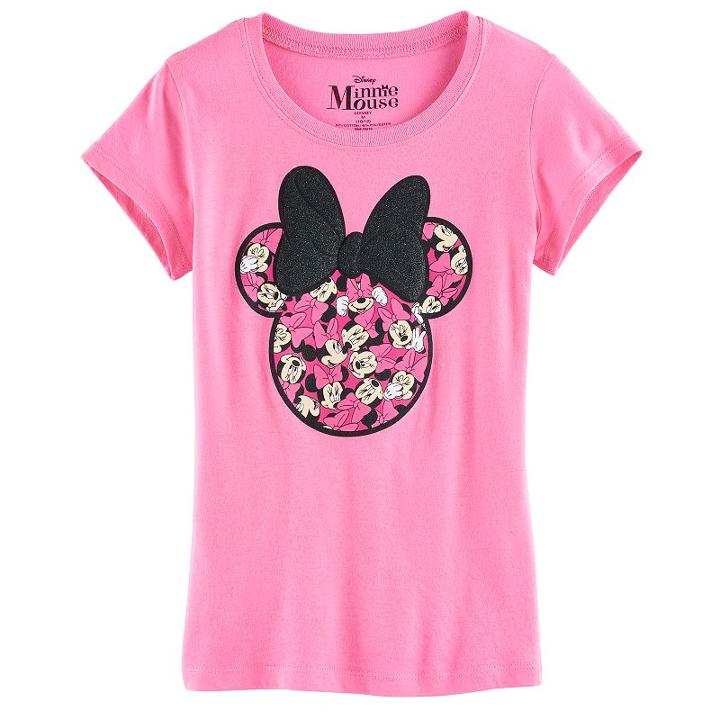 Disney's Minnie Mouse Girls 7-16 Many Minnie's Glitter Bow Graphic Tee, Size: Large, Pink Other