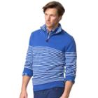 Men's Chaps Classic-fit Striped Easy-care Quarter-zip Pullover, Size: Medium, Blue