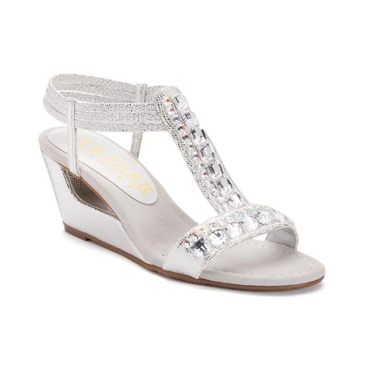 New York Transit Bold Move Women's Wedge Sandals, Size: 9 Wide, Silver
