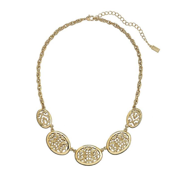 1928 Filigree Oval Necklace, Women's, Size: 16, Yellow