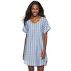 Women's Sharagano Short Sleeve V-neck Shirt Dress, Size: 14, Blue