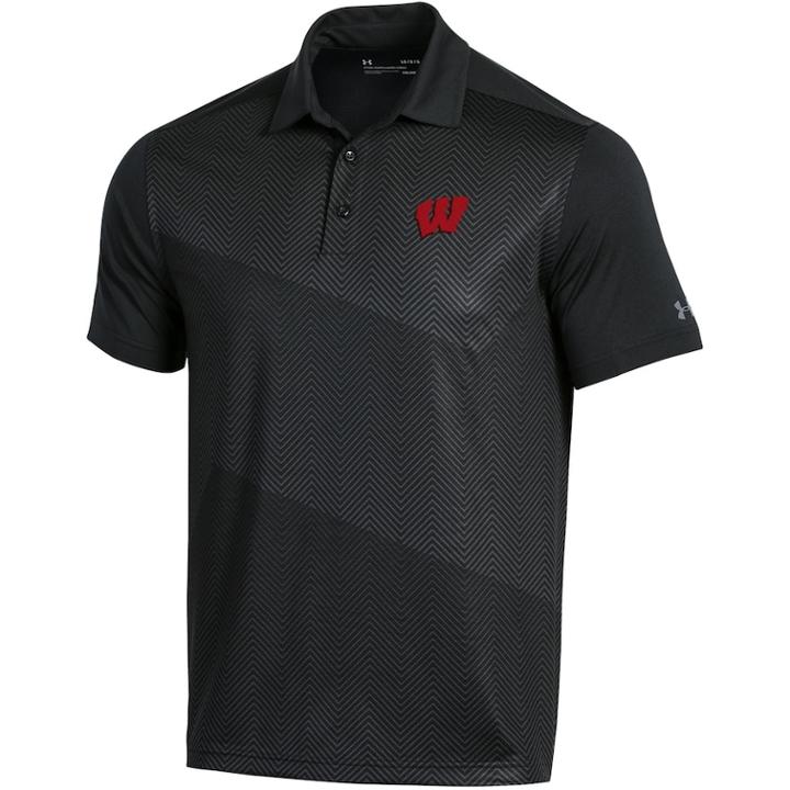 Men's Under Armour Wisconsin Badgers Vivid Print Polo, Size: Xl, Black