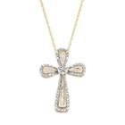 10k Gold 1/4 Carat T.w. Diamond Cross Pendant Necklace, Women's, Size: 18, White