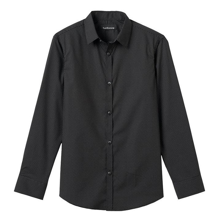 Boys 8-20 Van Heusen Polka-dot Button-down Shirt, Boy's, Size: 10-12, Black