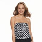 Women's Apt. 9&reg; Printed One-piece Swim Bandeau Swimsuit, Size: Xl, Oxford