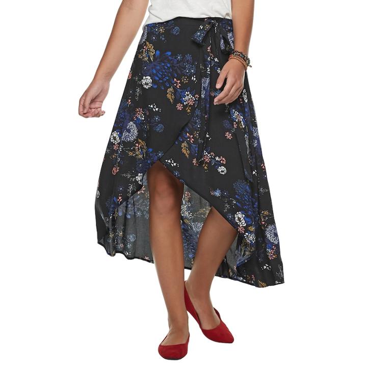 Juniors' Mudd&reg; Wrap Front Midi Skirt, Teens, Size: Small, Oxford