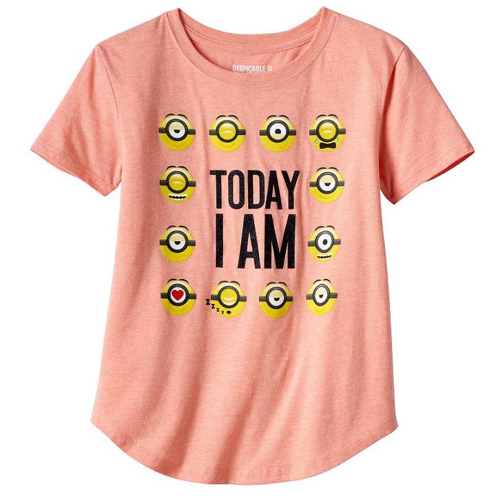 Girls 7-16 Despicable Me Minions Today I Am Glitter Graphic Tee, Girl's, Size: Small, Drk Orange