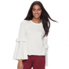 Juniors' Candie's&reg; Bell Sleeve Sweatshirt, Teens, Size: Medium, White Oth