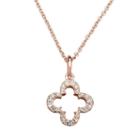 Marie Claire Jewelry Crystal Rose Gold Tone Clover Pendant Necklace, Women's, Size: 17, White