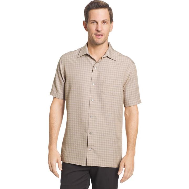 Big & Tall Van Heusen Classic-fit Grid Button-down Shirt, Men's, Size: 3xl Tall, Med Beige