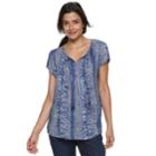 Women's Sonoma Goods For Life&trade; Pintuck Tee, Size: Small, Dark Blue