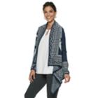 Women's Dana Buchman Houndstooth-trim Draped Open-front Cardigan, Size: Xl, Blue (navy)