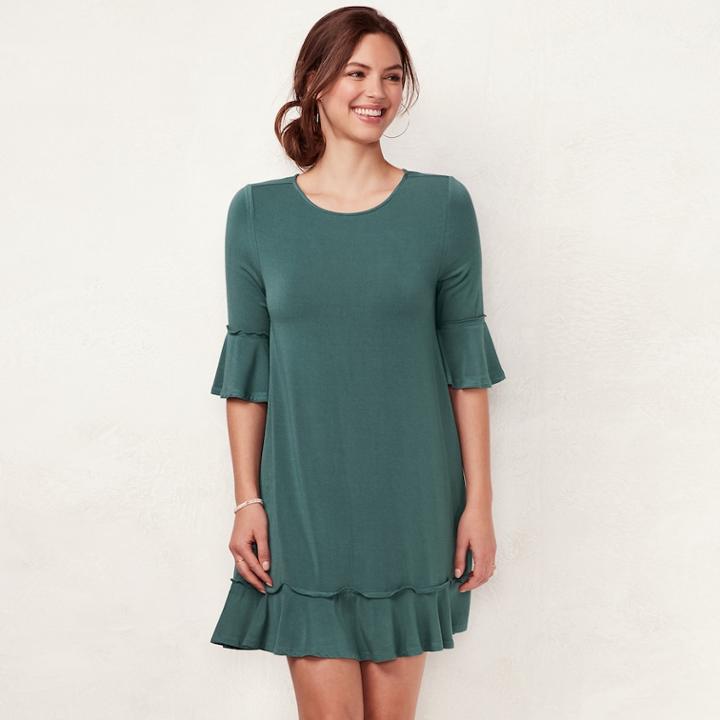 Women's Lc Lauren Conrad Ruffled T-shirt Dress, Size: Xs, Med Grey