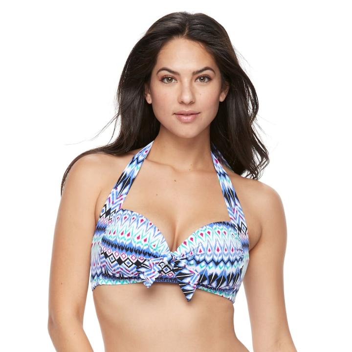 Women's Apt. 9&reg; Tie Front Bandeau Bikini Top, Size: Small, Ankara Ikat