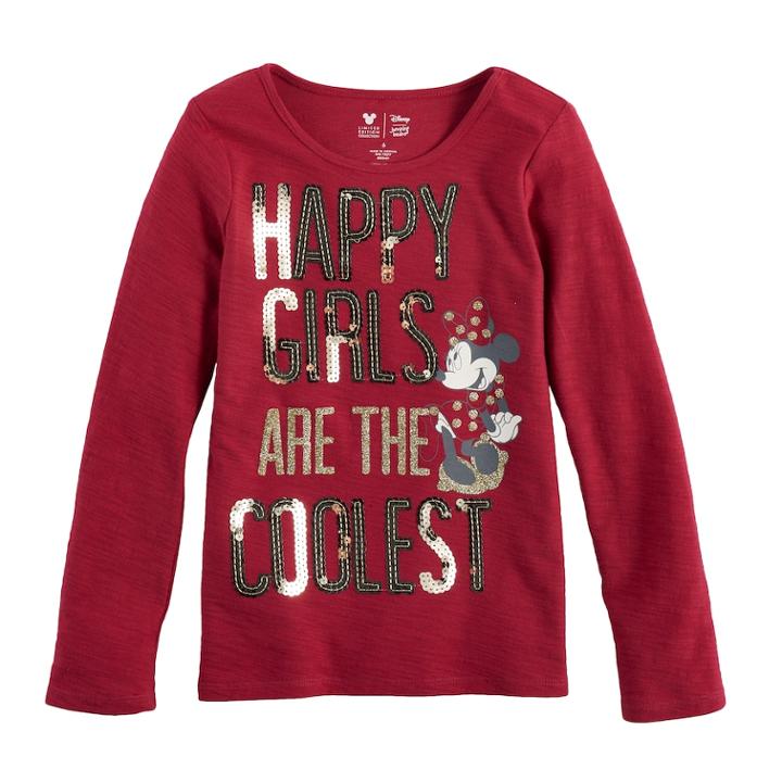 Disney's Minnie Mouse Toddler Girls Happy Girls Are The Coolest Graphic Long Sleeve Tee By Jumping Beans&reg;, Size: 4t, Med Red