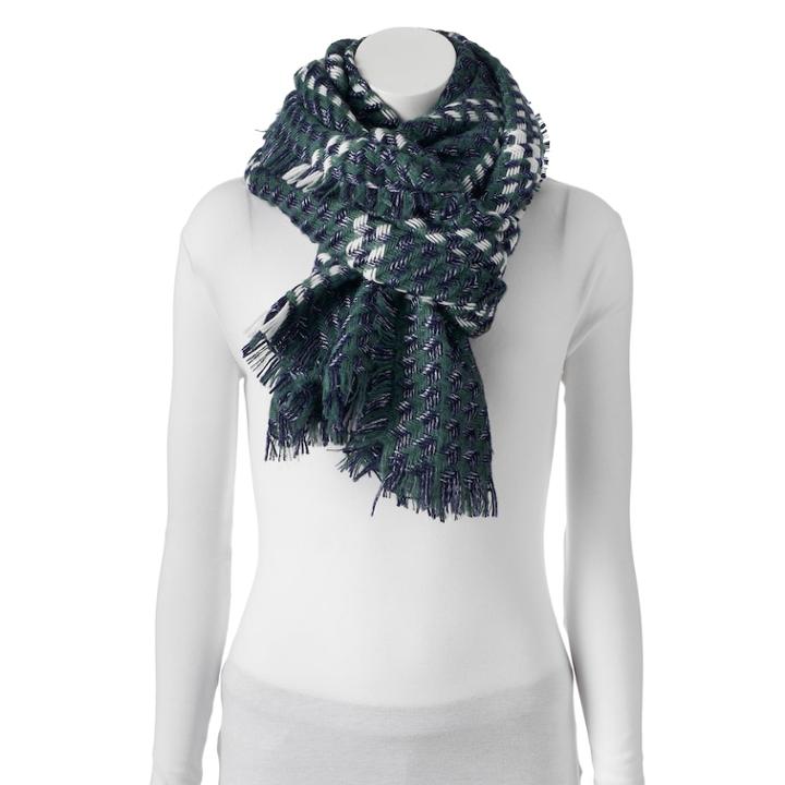 Apt 9&reg; Houndstooth Oblong Scarf, Women's, Dark Green