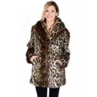 Women's Excelled Leopard Faux-fur Coat, Size: Large, Brown Oth