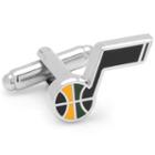 Utah Jazz Silver-plated Cuff Links, Men's, Navy