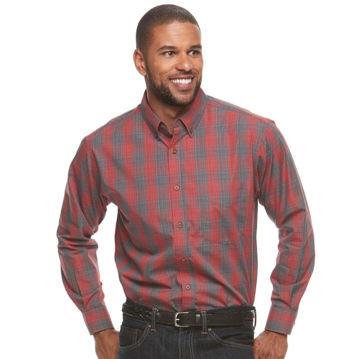 Men's Haggar&reg; Weekender Classic-fit Button-down Shirt, Size: Small, Red Other