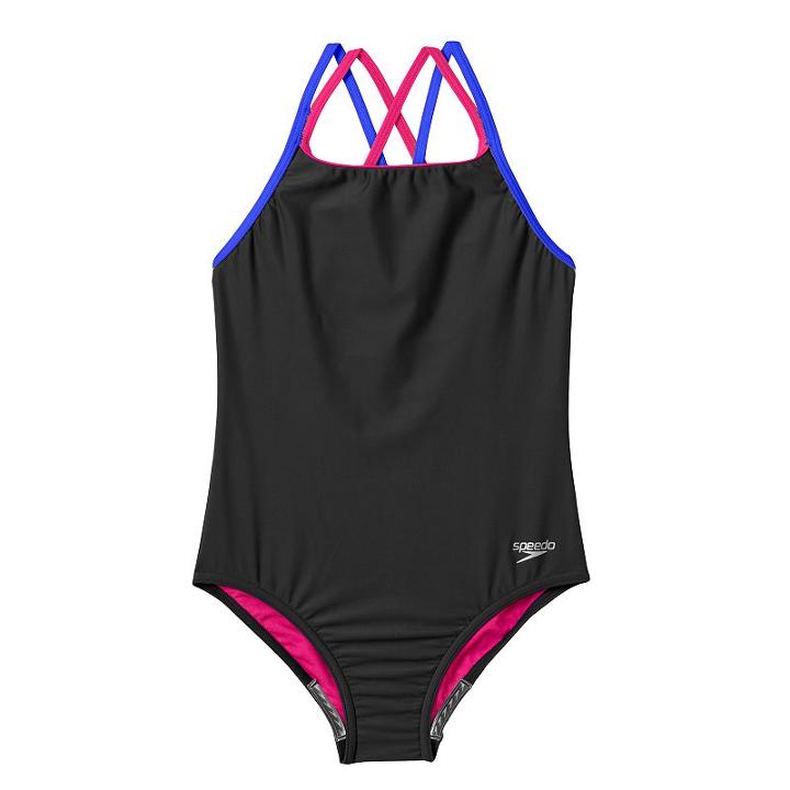 Girls 7-16 Speedo Crossback One-piece Swimsuit, Girl's, Size: 12, Black