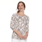 Women's Croft & Barrow&reg; Button-shoulder Boatneck Tee, Size: Large, Lt Beige