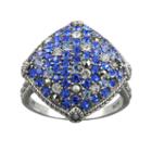 Lavish By Tjm Sterling Silver Crystal Kite Ring - Made With Swarovski Marcasite, Women's, Size: 9, Blue