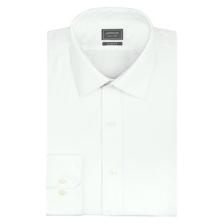 Men's Arrow Slim-fit Wrinkle-free Dress Shirt, Size: 18 36/37, White