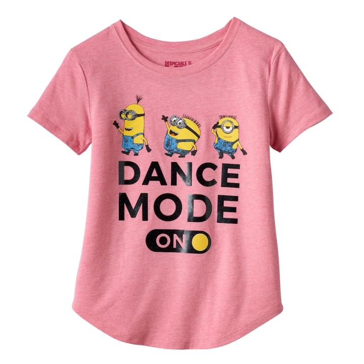 Girls Plus Size Despicable Me Minions Dance Mode On Graphic Tee, Size: Xl Plus, Pink