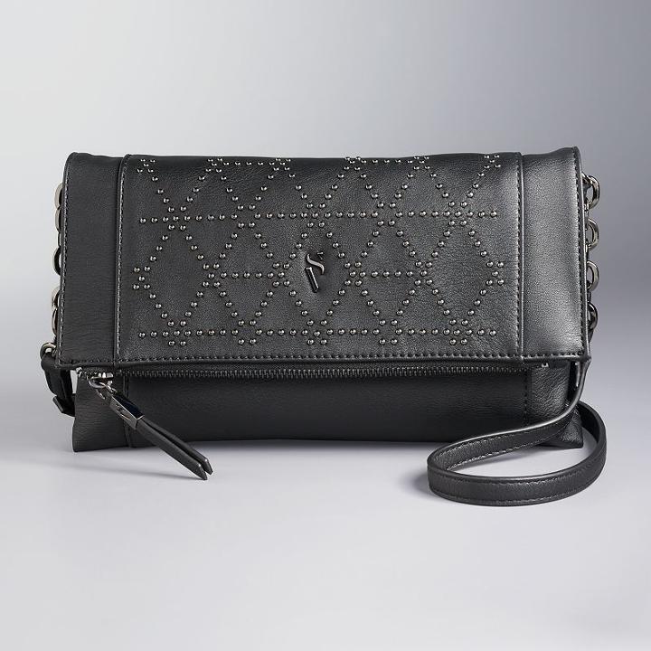 Simply Vera Vera Wang Palvee Studded Crossbody Bag, Women's, Grey