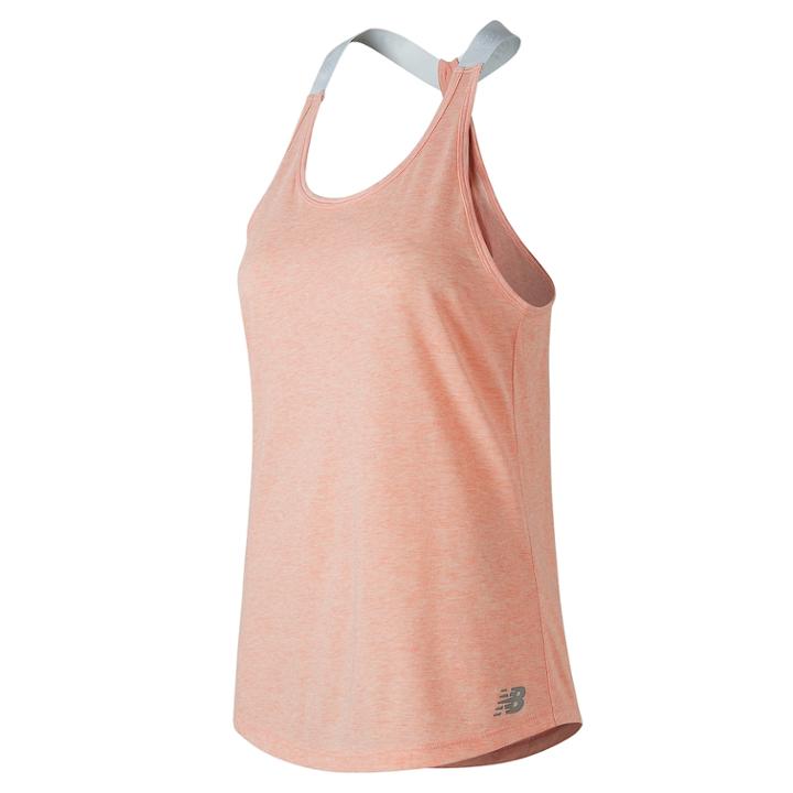 Women's New Balance Heather Tech Racerback Tank, Size: Medium, Lt Orange