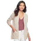 Juniors' Pink Republic Hooded Cardigan, Teens, Size: Medium, Lt Beige